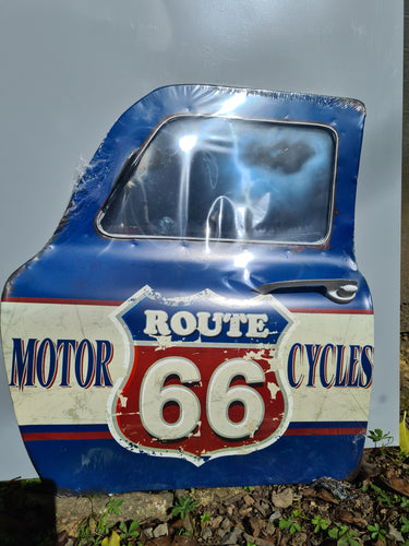 ROUTE 66 MOTORCYCLES METAL CAR DOOR WALL ART