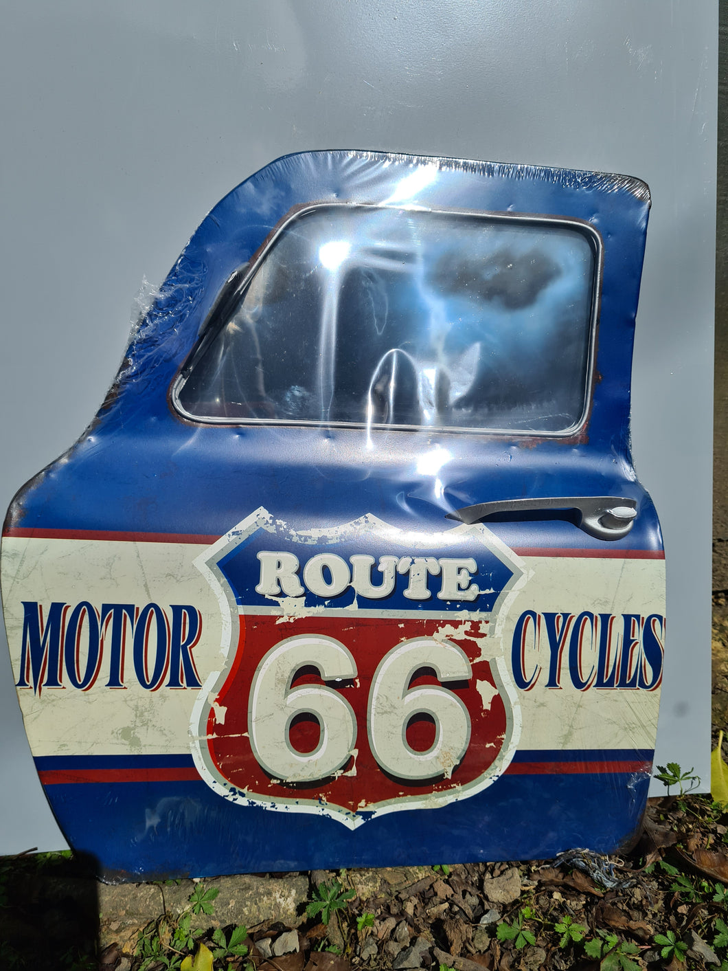 ROUTE 66 MOTORCYCLES METAL CAR DOOR WALL ART