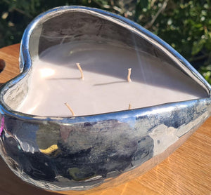 Sale💥ANTIQUE SILVER HEART 4 WICK SOY CANDLE
