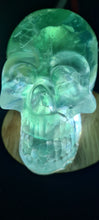 Load image into Gallery viewer, CRYSTAL RESIN SKULL MADE BY ME green flourite green calcite crystals