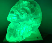 Load image into Gallery viewer, CRYSTAL RESIN SKULL MADE BY ME green flourite green calcite crystals