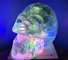 Load image into Gallery viewer, CRYSTAL RESIN SKULL MADE BY ME green flourite green calcite crystals