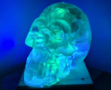 Load image into Gallery viewer, CRYSTAL RESIN SKULL MADE BY ME green flourite green calcite crystals