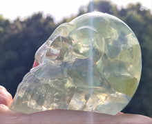 Load image into Gallery viewer, CRYSTAL RESIN SKULL MADE BY ME green flourite green calcite crystals