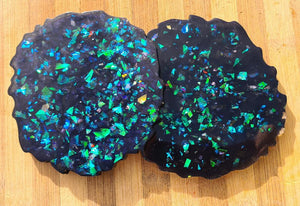 WHITE & BLACK OPAL GEODE COASTER SET of 4