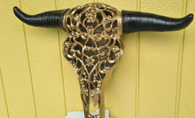 Load image into Gallery viewer, METALLIC GOLD CARVED BULL HEAD-painted gold by me-1 only