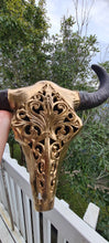 Load image into Gallery viewer, METALLIC GOLD CARVED BULL SKULL-painted gold by me 1 only
