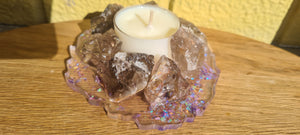 REFILLABLE HANDMADE CRYSTAL TEA LIGHT CANDLE -made by me.