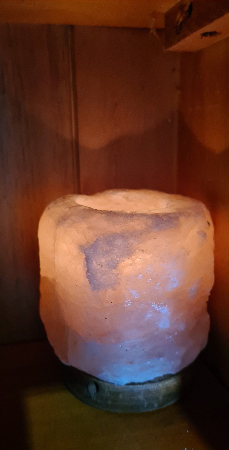 SALT TEA LIGHT CANDLE HOLDER WOODEN BASE