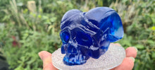 Load image into Gallery viewer, BAPHOMET GOAT SKULL LAMP on druzey crystal base -made by me