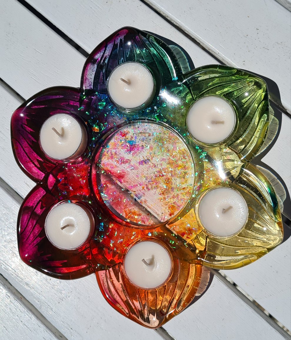 50%off🔥LARGE CHAKRA LOTUS 6 T LIGHT CANDLE HOLDER-made by me