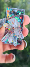 Load image into Gallery viewer, QUARTZ CLUSTER ON BLACK OPAL look pendant-made by me