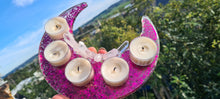 Load image into Gallery viewer, CRYSTAL CRESCENT MOON T LIGHT HOLDER MADE BY ME