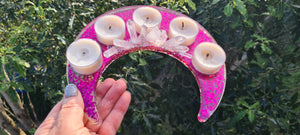 CRYSTAL CRESCENT MOON T LIGHT HOLDER MADE BY ME