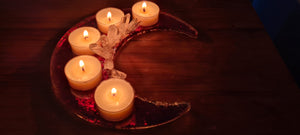 CRYSTAL CRESCENT MOON T LIGHT HOLDER MADE BY ME