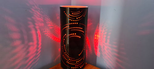 RED LIGHT & BLACK CERAMIC SWIRL LAMP