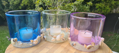 BEACHY CANDLE HOLDERS-made by me