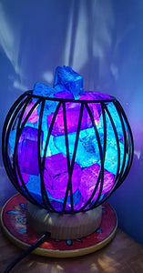 BLUE PURPLE CLEAR QUARTZ CRYSTAL  CAGE LAMP(deep soul cleanser)