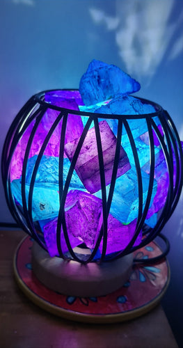 BLUE PURPLE CLEAR QUARTZ CRYSTAL  CAGE LAMP(deep soul cleanser)