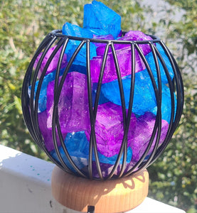 BLUE PURPLE CLEAR QUARTZ CRYSTAL  CAGE LAMP(deep soul cleanser)