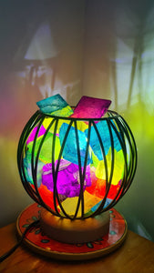 MIXED RAINBOW CLEAR QUARTZ CRYSTAL  CAGE LAMP(deep soul cleanser)