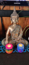 Load image into Gallery viewer, CHAKRA SELENITE CYLINDER T LIGHT HOLDER