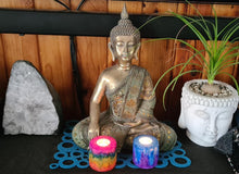 Load image into Gallery viewer, BLUE PURPLE SELENITE CYLINDER T LIGHT HOLDER