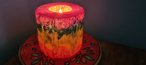 CHAKRA SELENITE CYLINDER T LIGHT HOLDER