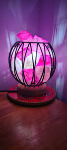 HOT PINK DYED CLEAR QUARTZ CRYSTAL  CAGE LAMP(deep soul cleanser)