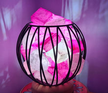 Load image into Gallery viewer, HOT PINK DYED CLEAR QUARTZ CRYSTAL  CAGE LAMP(deep soul cleanser)
