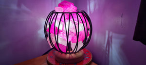 HOT PINK DYED CLEAR QUARTZ CRYSTAL  CAGE LAMP(deep soul cleanser)