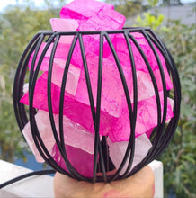 Load image into Gallery viewer, HOT PINK DYED CLEAR QUARTZ CRYSTAL  CAGE LAMP(deep soul cleanser)