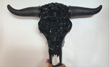 Load image into Gallery viewer, GLOSS BLACK LARGE  CARVED BULL HEAD(painted by me)