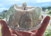Load image into Gallery viewer, GREEN FLOURITE CRYSTAL SPA CANDLE HOLDER(made by me)