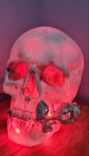 Load image into Gallery viewer, LARGE WHITE SILVER ROSE COLOUR CHANGING SKULL LAMP -made by me