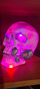 LARGE WHITE SILVER ROSE COLOUR CHANGING SKULL LAMP -made by me