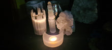 Load image into Gallery viewer, SELENITE CRYSTAL MOON TEA LIGHT CANDLE HOLDER