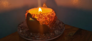 HAMDMADE AMETHYST/AGATE CANDLE HOLDER