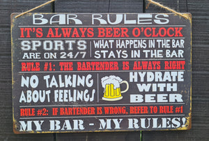 BAR RULES METAL ART SIGNS