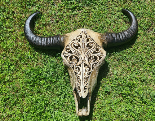 CARVED BULL SKULL NO1