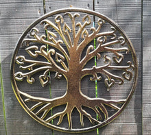 Load image into Gallery viewer, BLACK/GOLD CARVED TREE OF LIFE WALL ART
