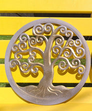 Load image into Gallery viewer, LILAC/GOLD CARVED TREE OF LIFE WALL ART
