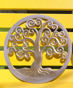 LILAC/GOLD CARVED TREE OF LIFE WALL ART
