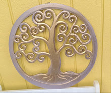 Load image into Gallery viewer, LILAC/GOLD CARVED TREE OF LIFE WALL ART