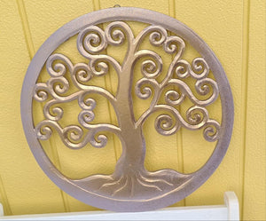 LILAC/GOLD CARVED TREE OF LIFE WALL ART