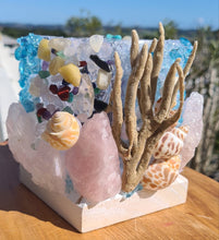Load image into Gallery viewer, HANDMADE ROSE QUARTZ BEACHY LAMP