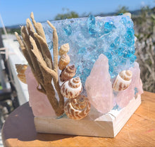 Load image into Gallery viewer, HANDMADE ROSE QUARTZ BEACHY LAMP