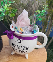 Load image into Gallery viewer, WHITE WITCH CAULDRON CRYSTAL GARDEN MUG