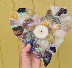 Sale🔥CRYSTAL HEART CANDLE HOLDER-made by me