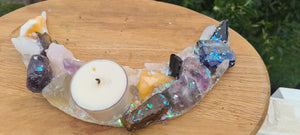 Sale🔥CRYSTAL CRESENT MOON CANDLE HOLDER-made by me